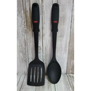 OXO Black Utensil Set Slotted Spatula Serving Spoon Kitchen Gadgets